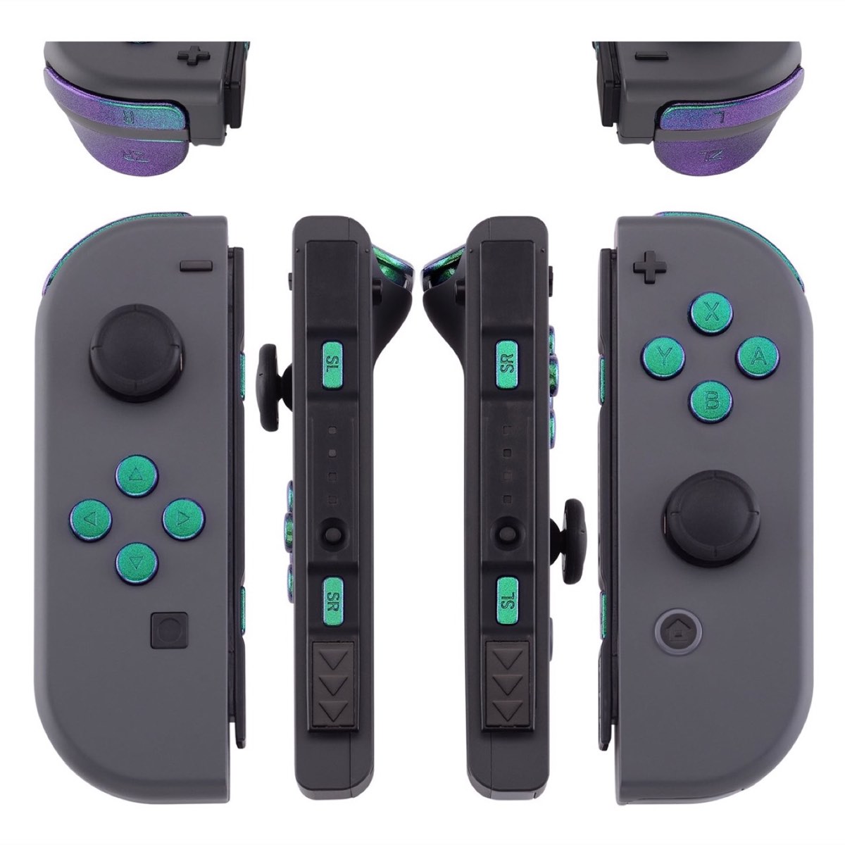 Joy-Con Buttons Chameleon Green Purple