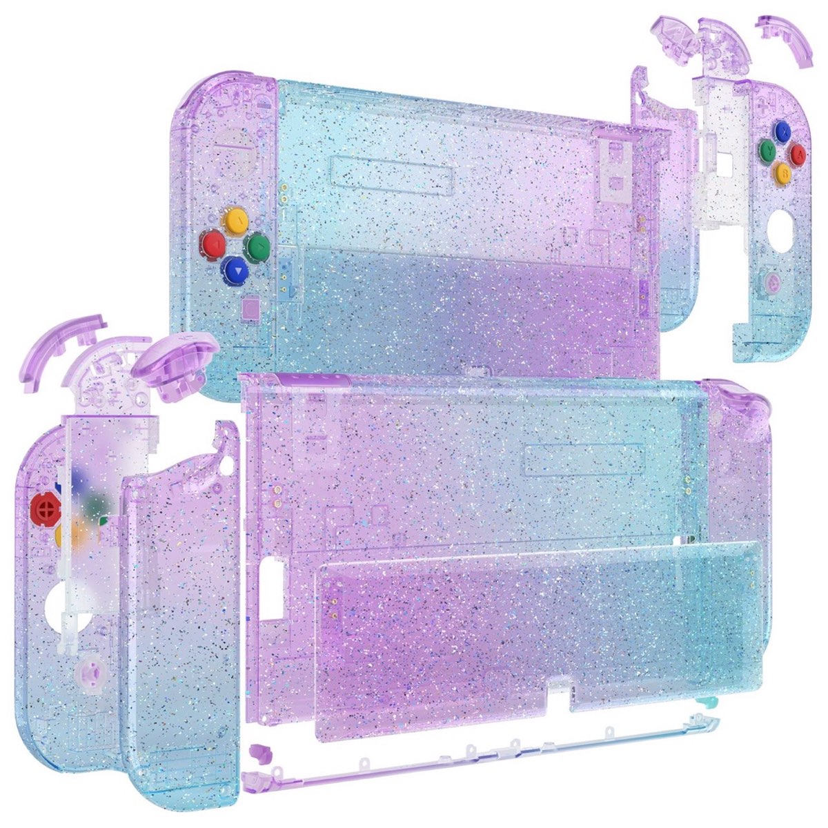 OLED Console Shell Glitter Gradient Translucent Green Blue Glitter Gradient Translucent Bluebell Blue