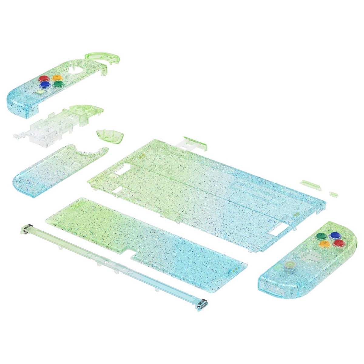 OLED Console Shell Glitter Gradient Translucent Green Blue