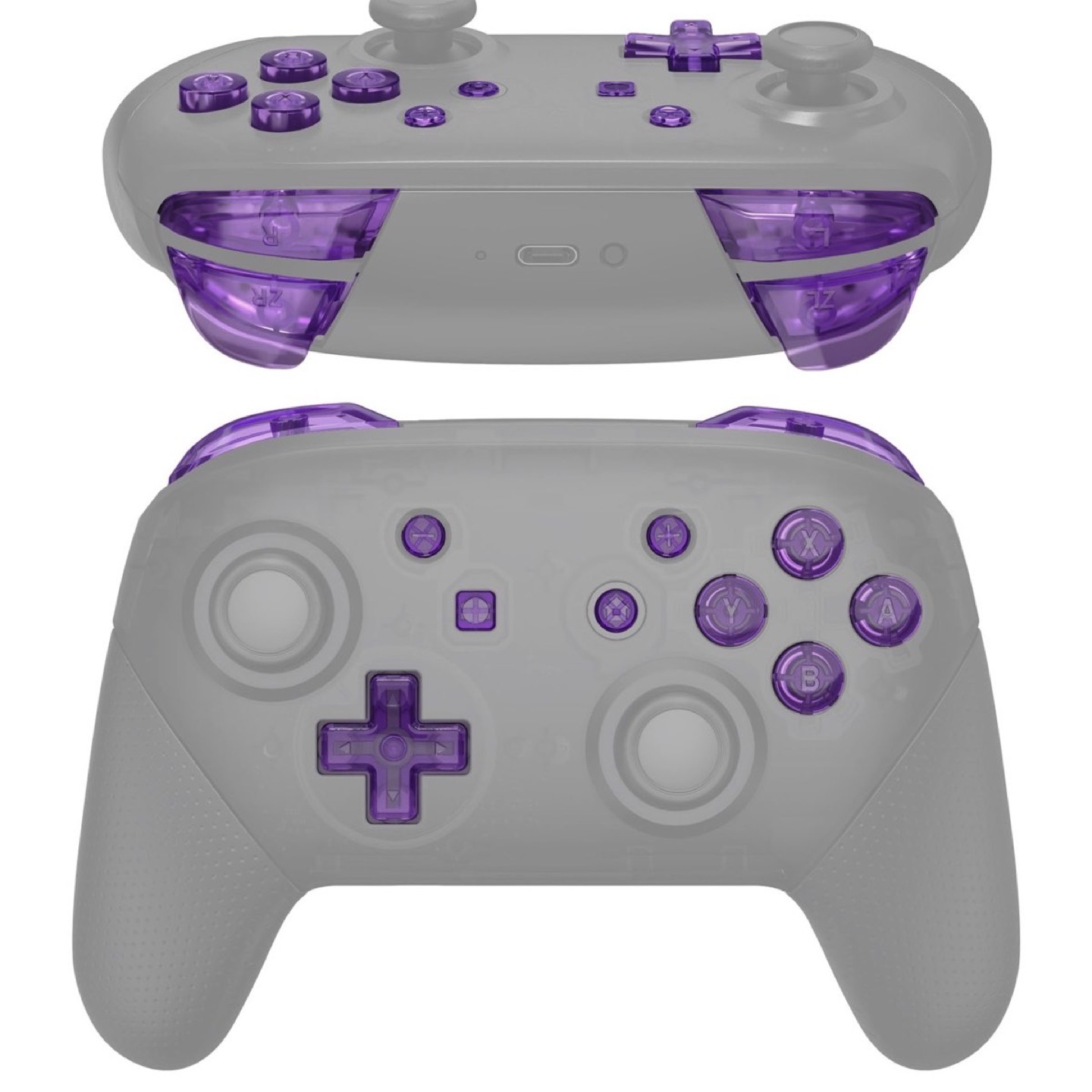 Pro Controller Buttons Crystal Clear Atomic Purple