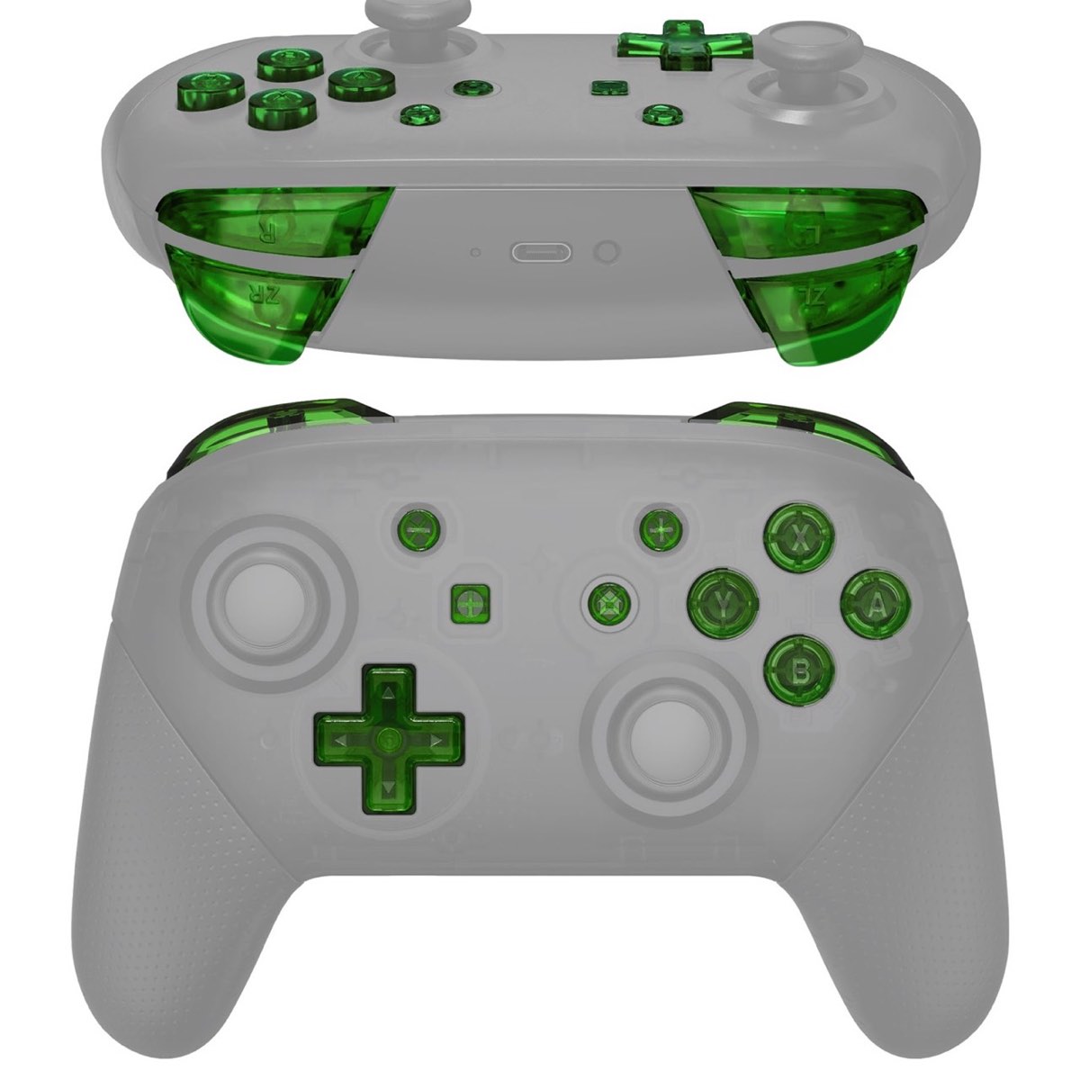 Pro Controller Buttons Crystal Clear Green