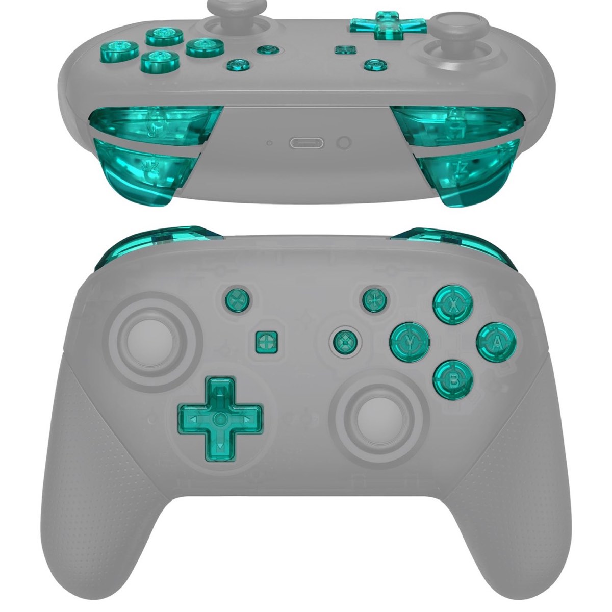 Pro Controller Buttons Crystal Emerald Green