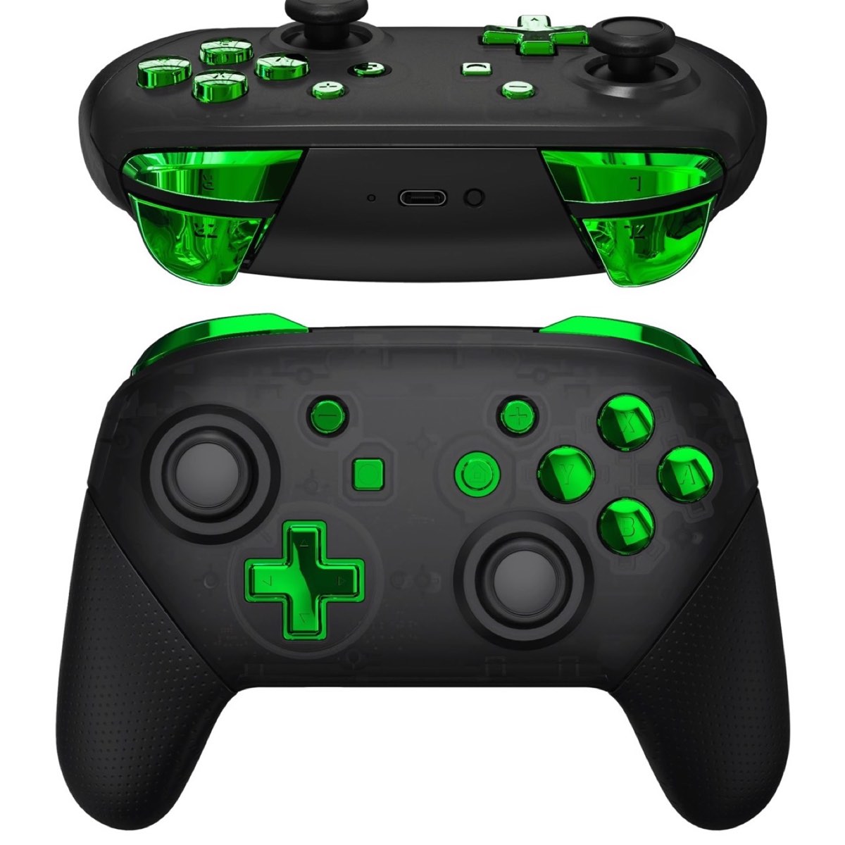 Pro Controller Buttons Chrome Green Glossy
