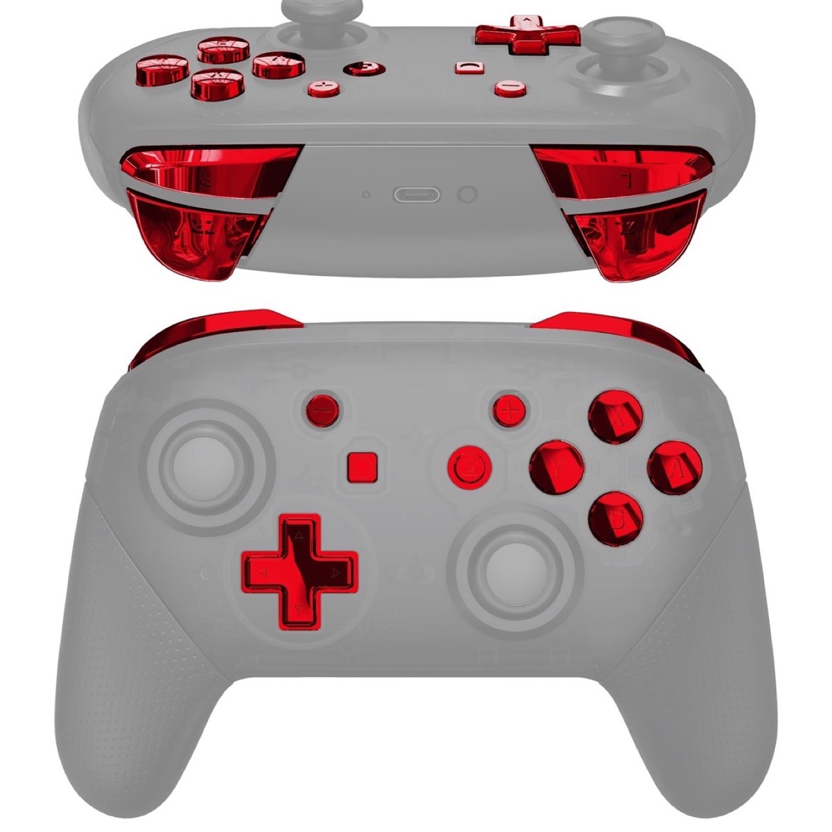 Pro Controller Buttons Chrome Red Glossy