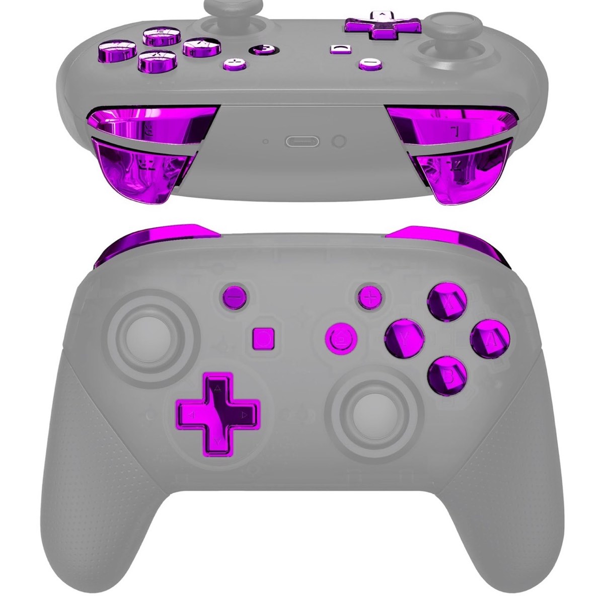 Pro Controller Buttons Chrome Purple Glossy