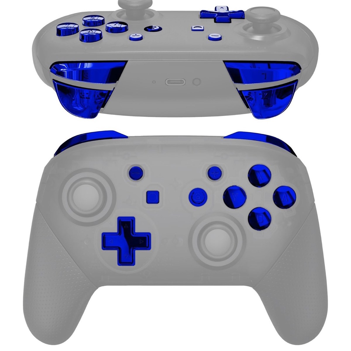 Pro Controller Buttons Chrome Blue Glossy