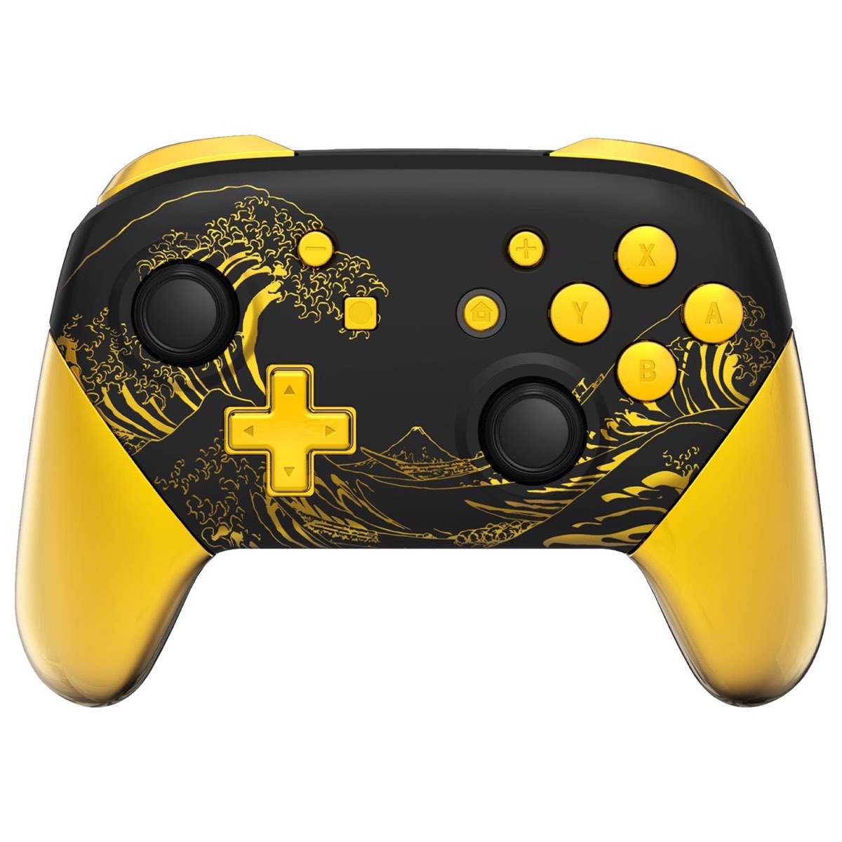 Pro Controller Full Set Great Golden Wave Black
