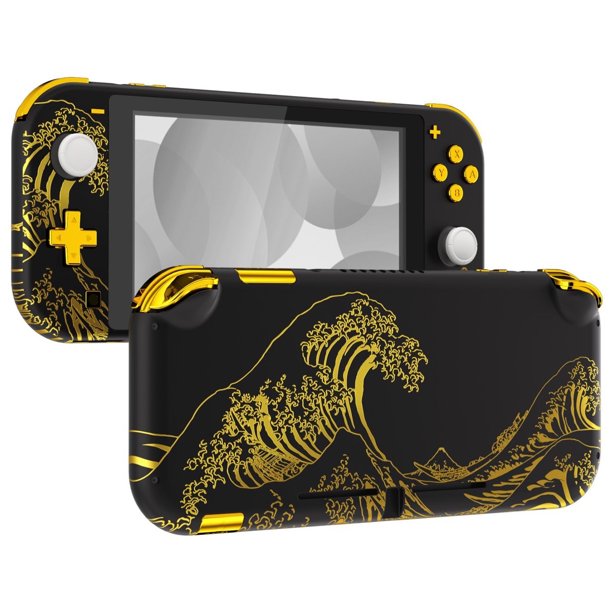 Switch Lite Full Shell The Great Golden Wave Off Kanagawa · Black