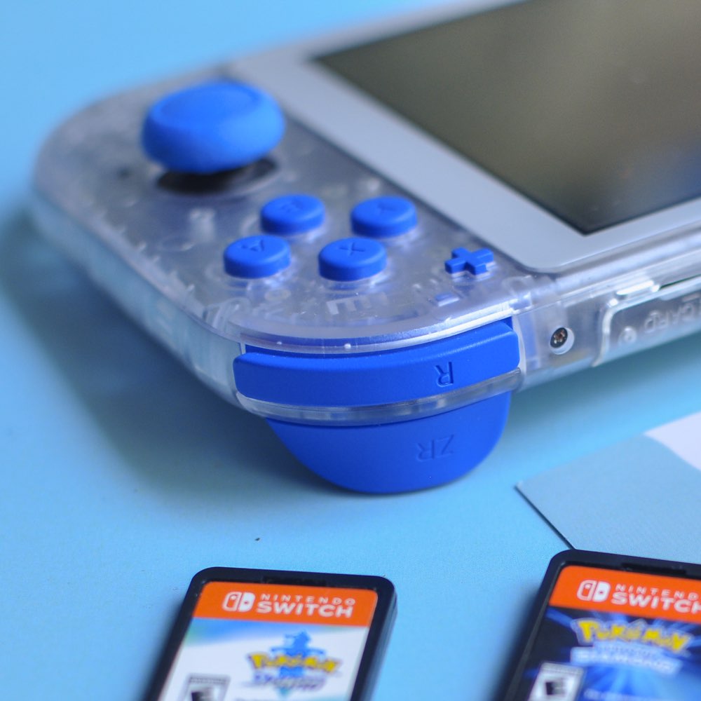 Detail tombol Nintendo Switch Lite biru